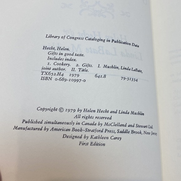 79' Vintage Cookbook Gifts In Good Taste Helen Hecht OOP First Edition - Picture 7 of 10